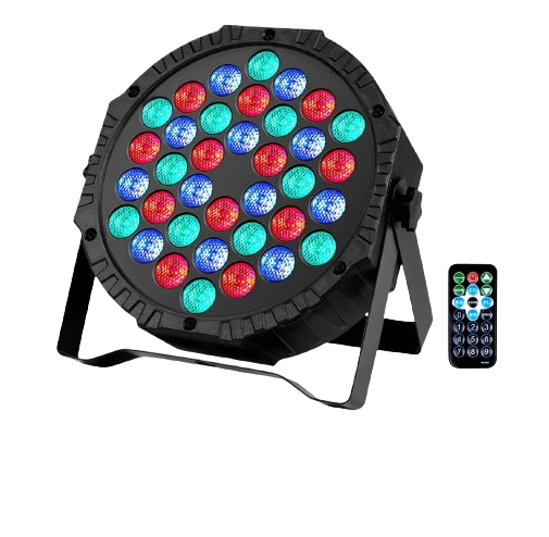 Luz LED de Escenario 36x1 RGB 36W con DMX, Control Remoto y Modo Rítmico