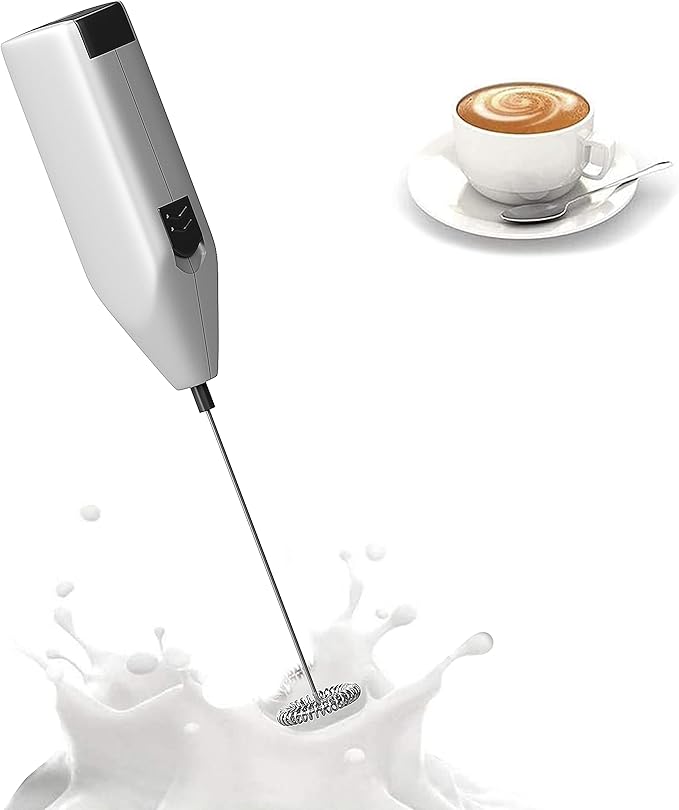 Cazzenie Espumador de Leche Eléctrico de Acero Inoxidable, Batidor de Mano