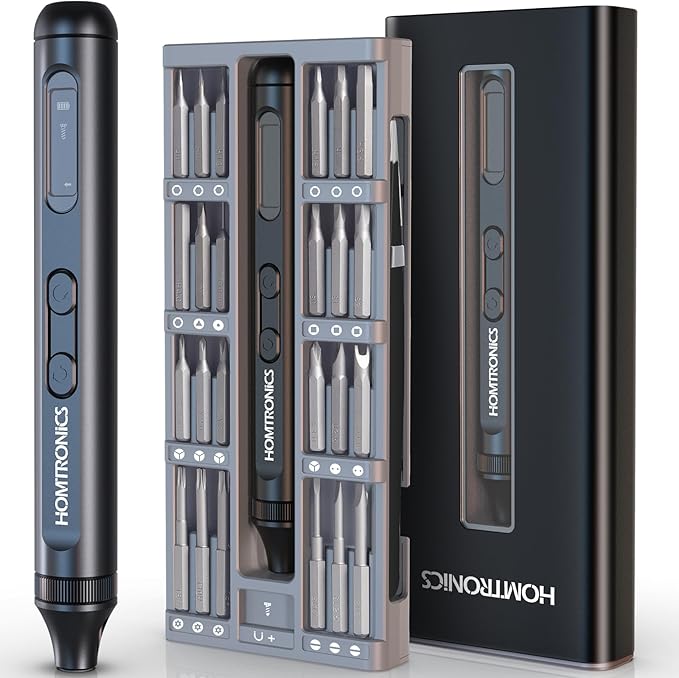 Destornillador Eléctrico de Precisión 52 en 1 Homtronics, Recargable, Inalámbrico y con Luz LED
