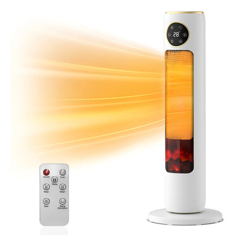 Glückluz Calefactor Eléctrico 2000W con Llama 3D, Calentador Rápido para Hogar