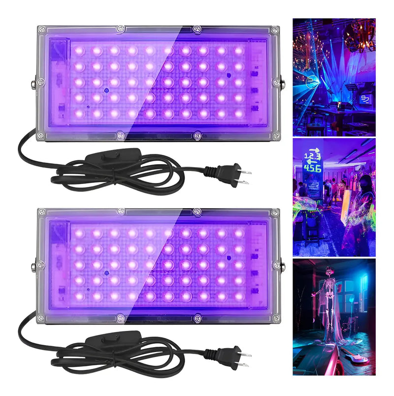 Kit 2 Reflectores LED UV 50W para Fiestas y Eventos