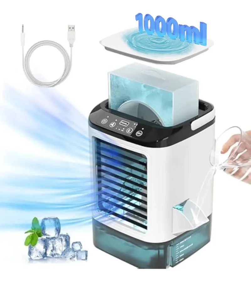 Mini Aire Acondicionado Portátil Censtech 3 En 1, Enfriador, Humidificador, Luz LED
