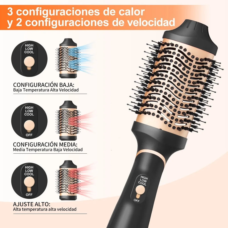 Cepillo Moldeador 4 en 1, Alacia, Riza, Seca y Peina