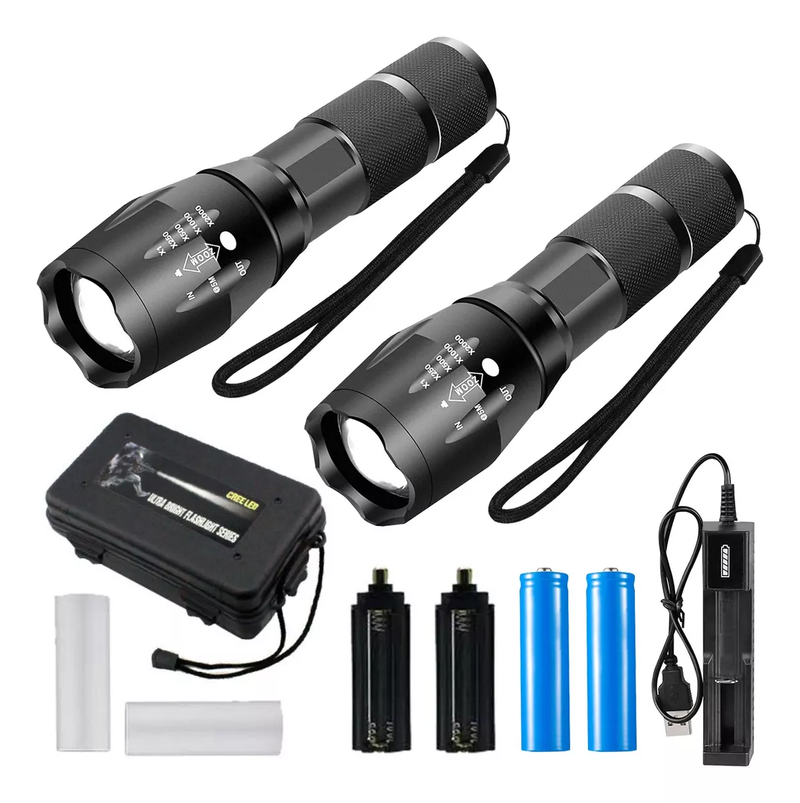 2-Pack 4000lm Rechargeable LED Flashlights with 5 Light Modes