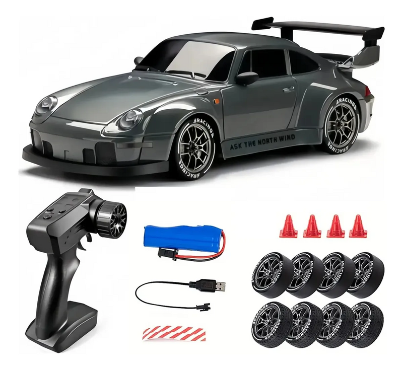 Coche RC de Drift 1:24 con dos Sets de Llantas y Luces LED 2.4GHZ