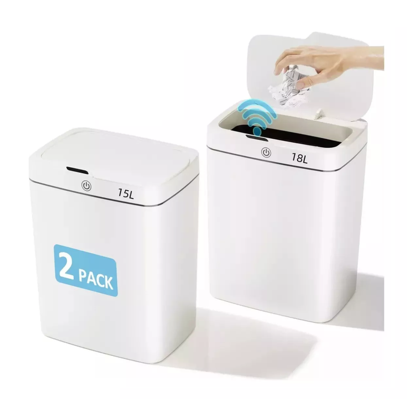 15L and 18L Smart Sensor Trash Cans, 2-Pack