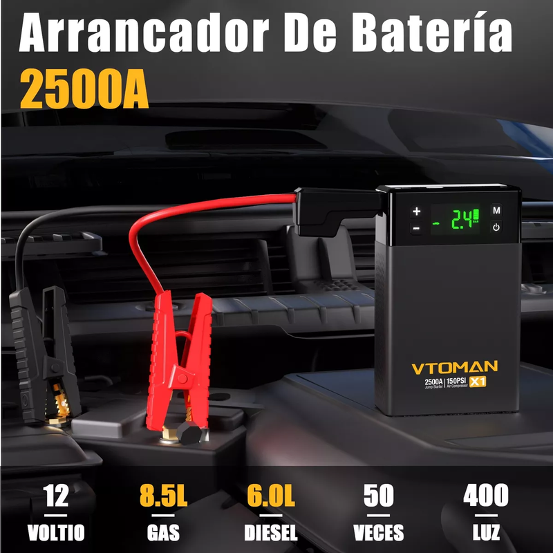 Arrancador de Batería e Inflador Vtoman X1 2500A 150PSI