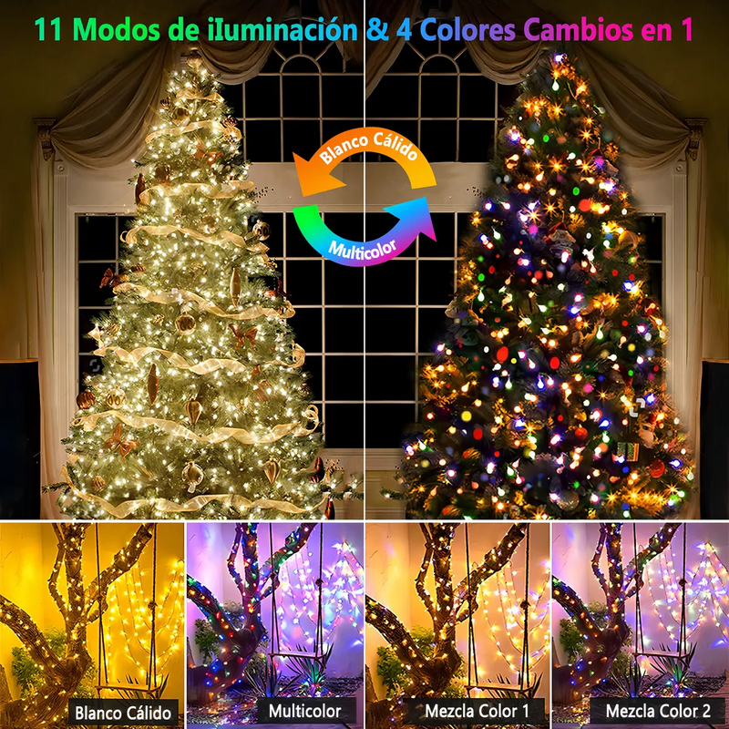 Guirnalda de Luces Navideña 20m 200 LEDS 11 Modos Exterior Impermeable