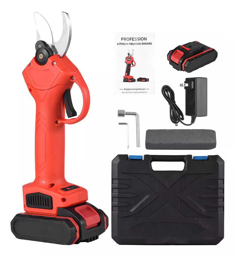 Electric Pruning Shears with Two Rechargeable Batteries and Accessories