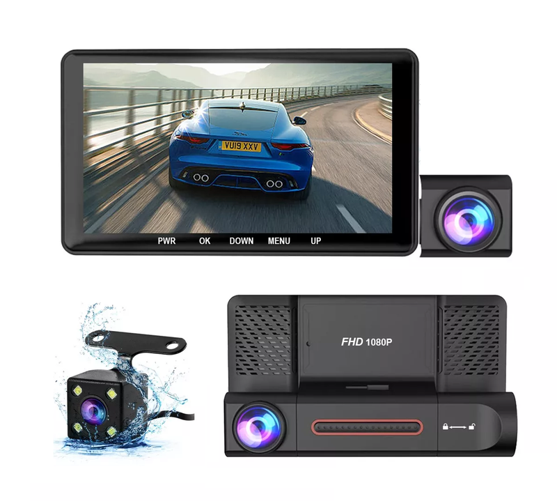 Cámara Dash HD 1080 para Coche de 3 Pantallas