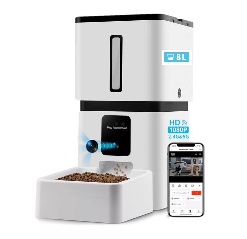 8L Automatic Pet Feeder with 2.4/5G Wifi Camera App