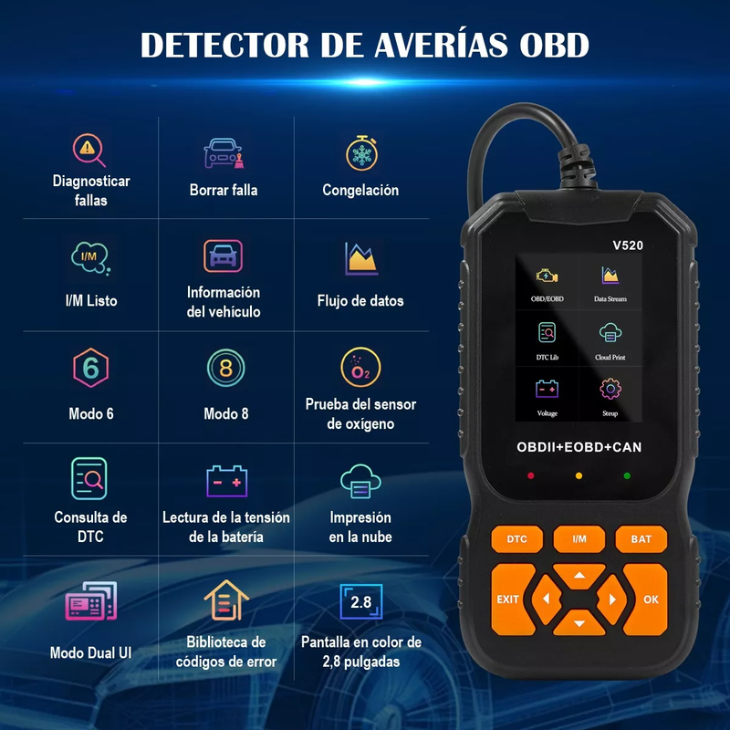 Escáner Automotriz Profesional OBD II V520