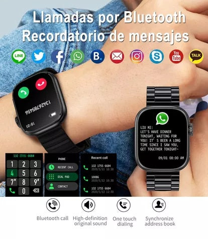 Smartwatch con Linterna LED y Pantalla HD de 2,01" Impermeable