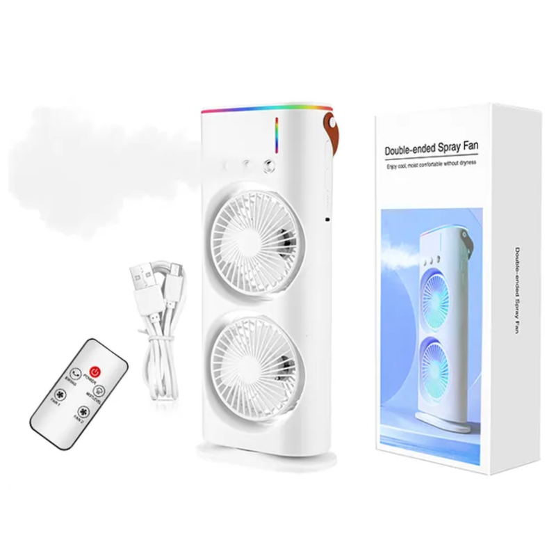 Enfriador de Aire de Escritorio LED con Doble Ventilador y 3 Niveles