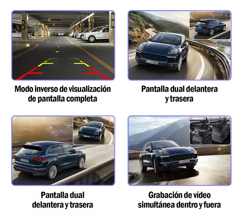 Cámara Dash HD 1080 para Coche de 3 Pantallas