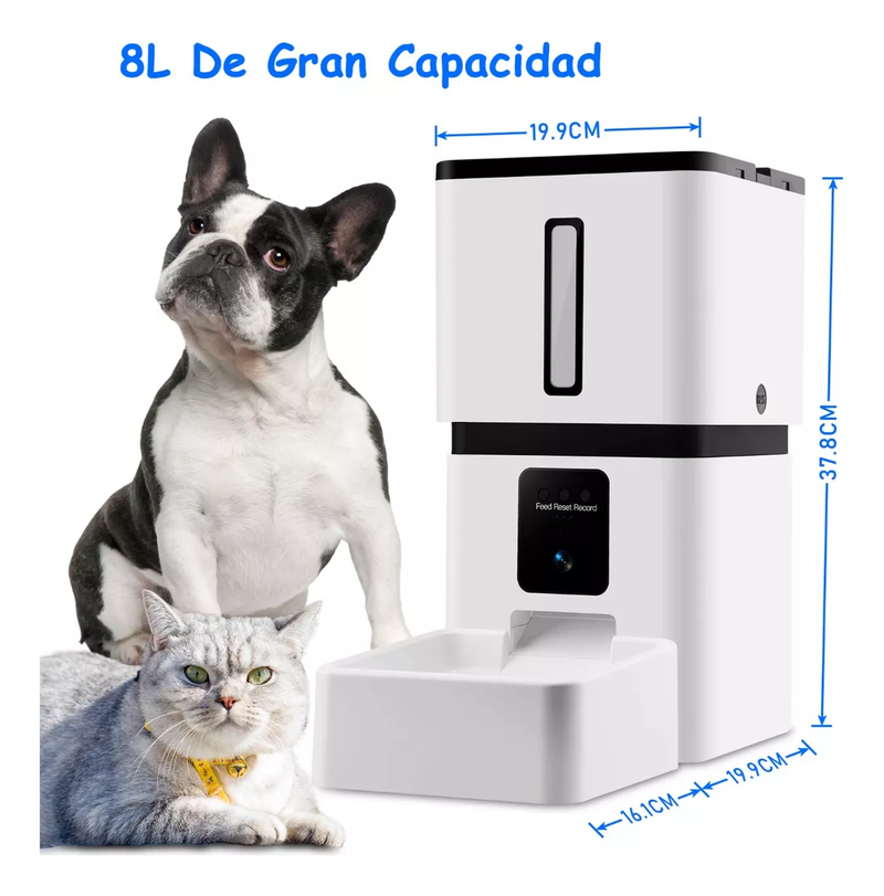 Alimentador Automático para Mascotas 8L con Cámara 2.4/5g Wifi App