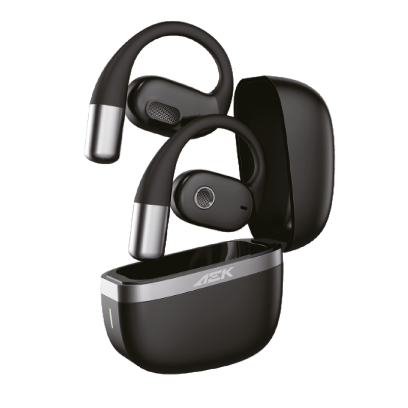 AEK CYBER Open-Ear Bluetooth 5.4 Headphones with Touch Control, Black