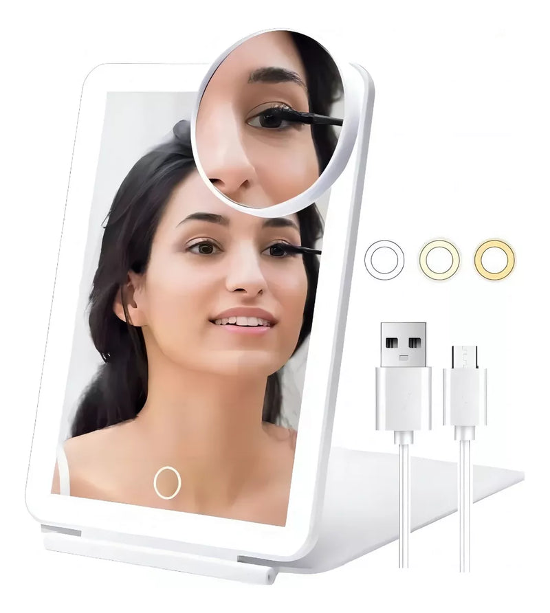 USB Rechargeable Folding LED Makeup Mirror