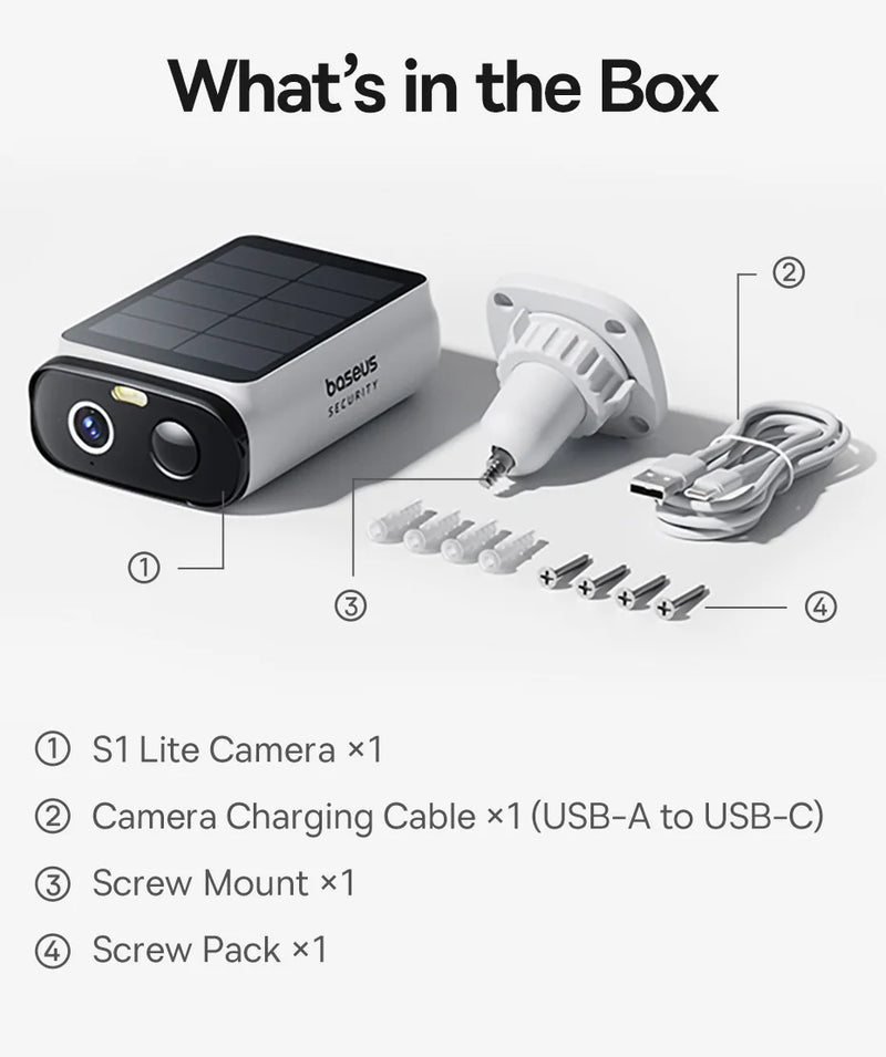 Cámara de Seguridad Solar para Exteriores Baseus Security S1 Lite 2K