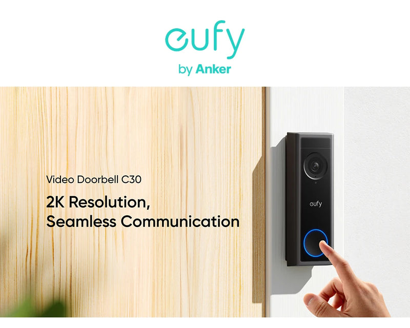 Timbre Inteligente Eufy C30 2K Inalámbrico Con Cámara y Batería Recargable