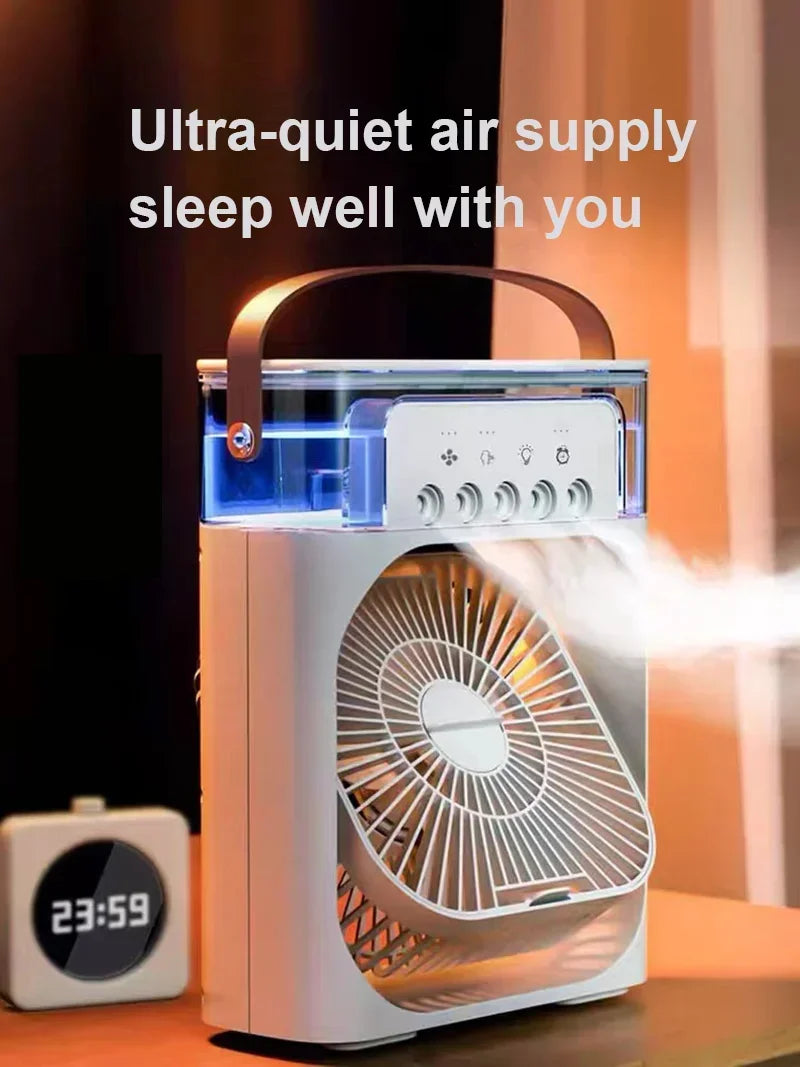 Ventilador Portátil de Aire Acondicionado con USB y Luz LED
