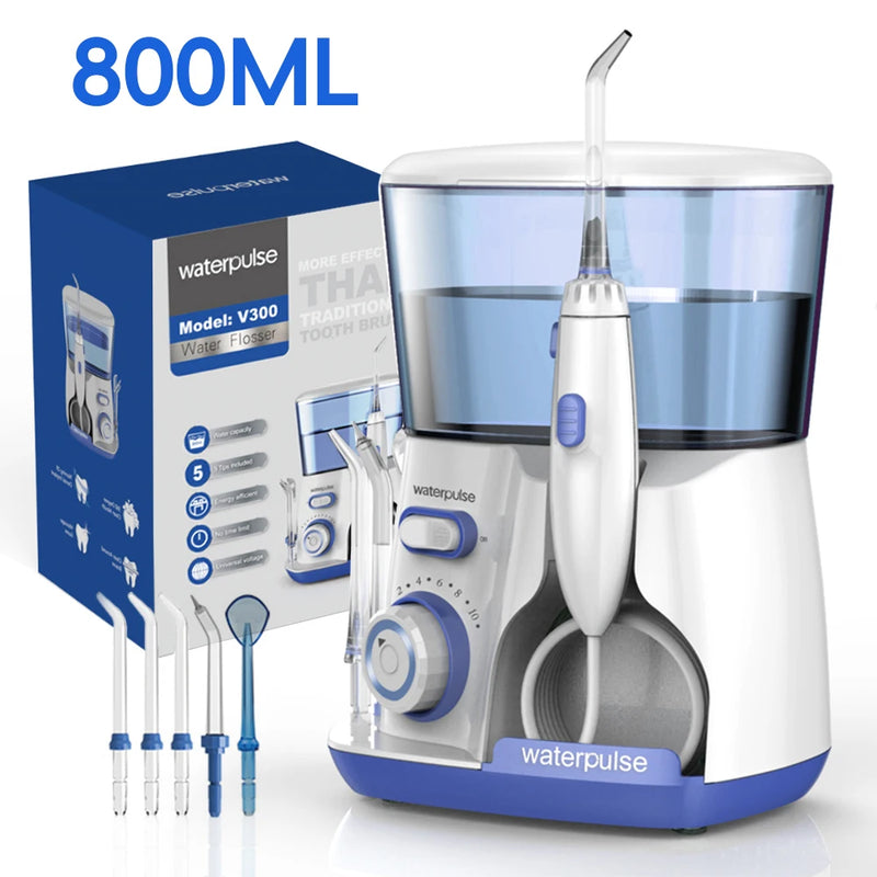 Waterpulse 800ml Electric Oral Irrigator with 5 Nozzles