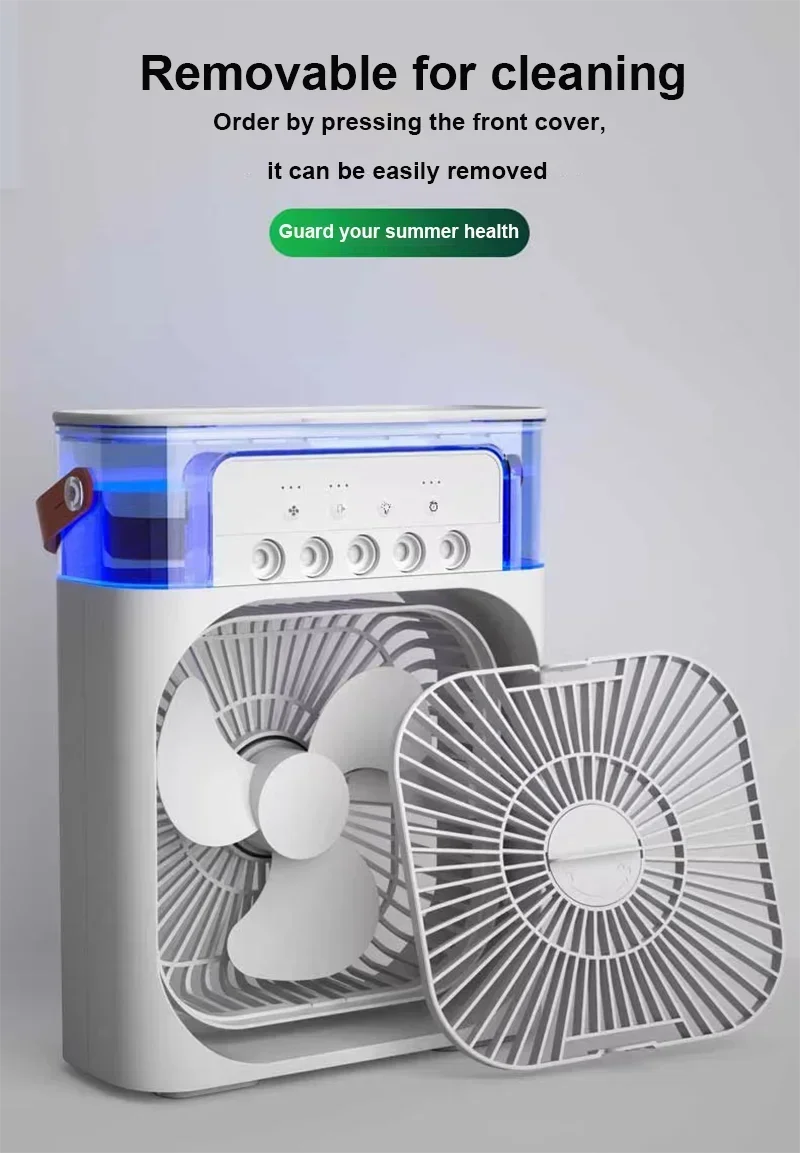 Ventilador Portátil de Aire Acondicionado con USB y Luz LED