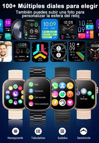 Smartwatch con Linterna LED y Pantalla HD de 2,01" Impermeable