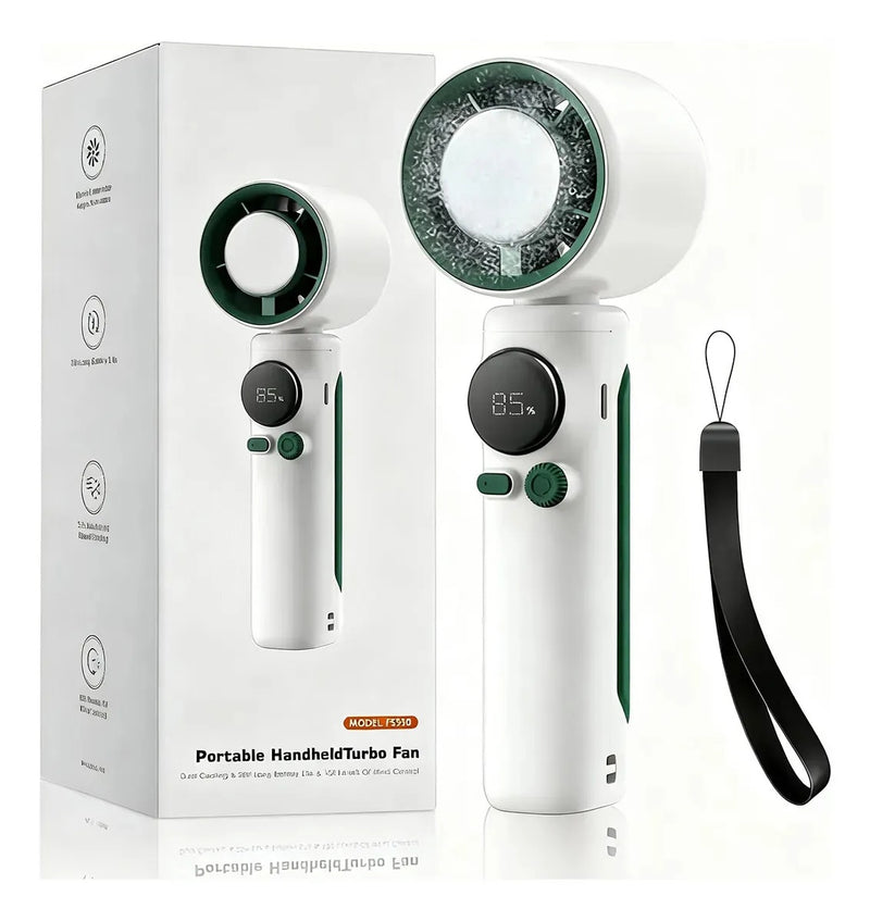 Ventilador Portátil de Mano Recargable con Pantalla Digital LED