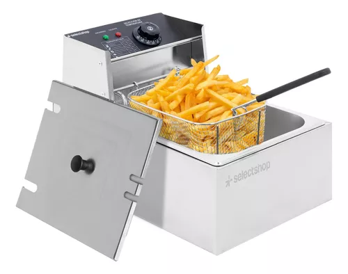 Freidora de Aceite Eléctrica Industrial, 6Lt, 2500w, Acero Inoxidable