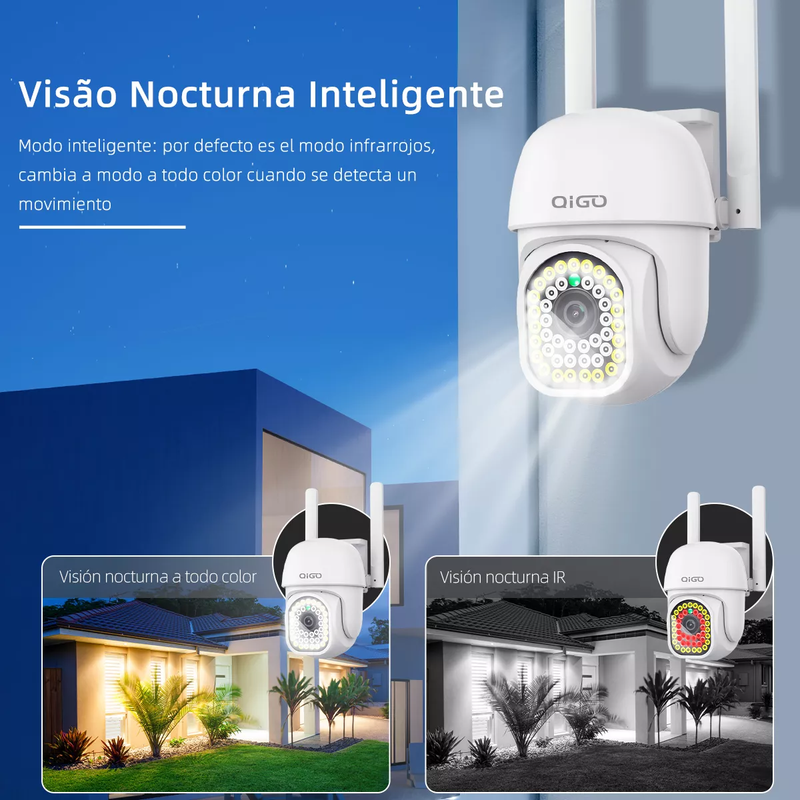 Cámara de Seguridad Inalámbrica QIGO para Exterior Wifi Impermeable