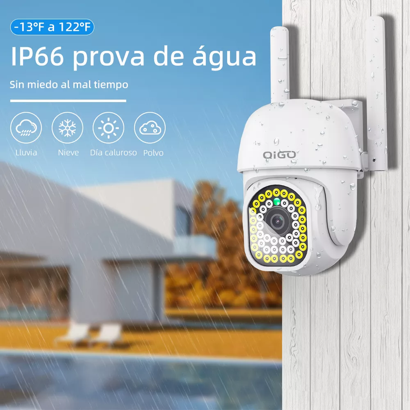 Cámara de Seguridad Inalámbrica QIGO para Exterior Wifi Impermeable