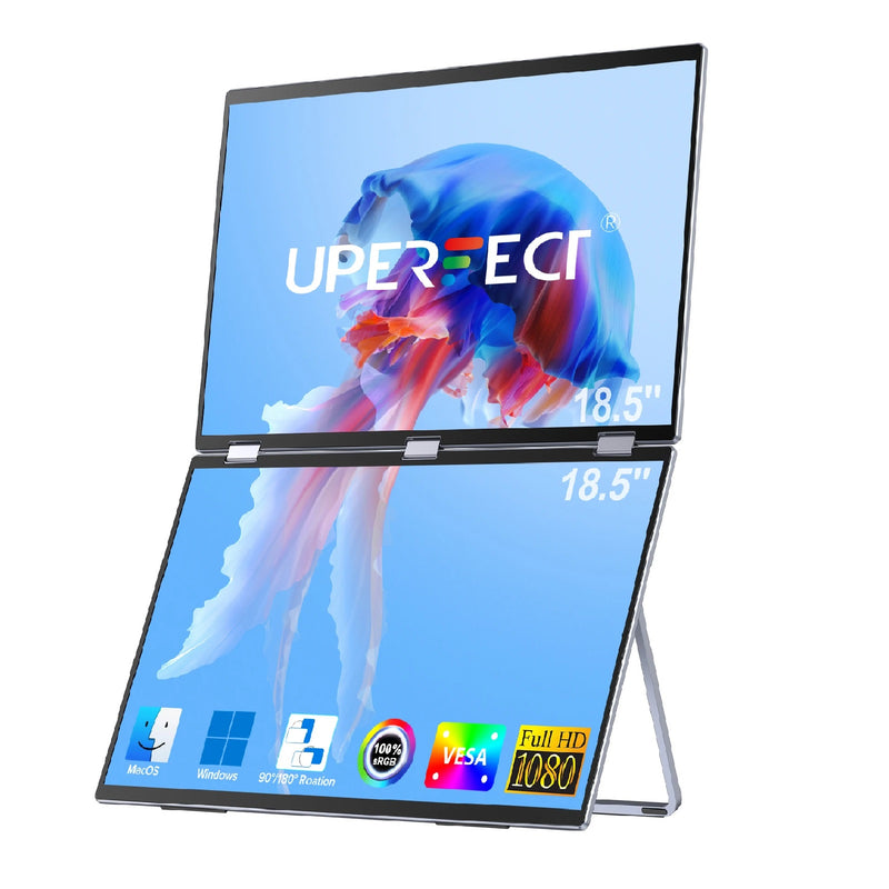18.5" Portable Monitor Dual Screen FHD 1080P 360°