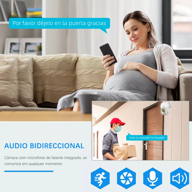 Cámara de Seguridad Inalámbrica QIGO para Exterior Wifi Impermeable