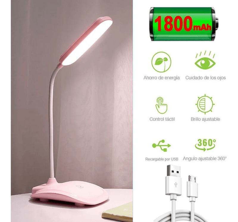 Lámpara mesa LED 12W regulable y orientable con cargador USB
