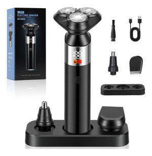 Rasuradora Eléctrica Hombre IPX7 Recargable Kit 3 en 1 Barba y Nariz