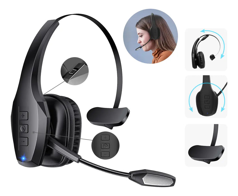 Audífonos Bluetooth de Diadema con Micrófono Tipo Call Center
