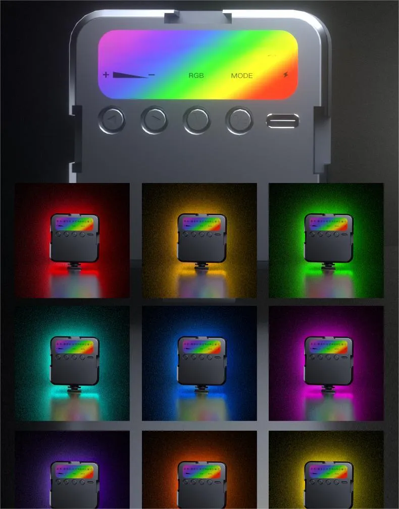 Rgb Led Luz De Video Con Soporte De Teléfono Y Clip De Luz