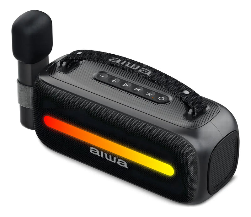 Bocina Portátil Aiwa AWSS40BT Bluetooth con Karaoke, Micrófono y Luces LED