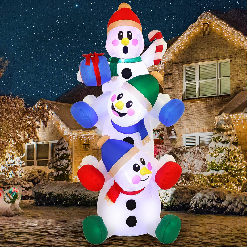 Muñeco de Nieve Inflable 1.8m con Luces LED Navidad Exterior e Interior