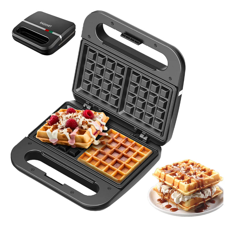 Waflera Eléctrica Antiadherente de 2 Cuadrados, Fácil de Limpiar
