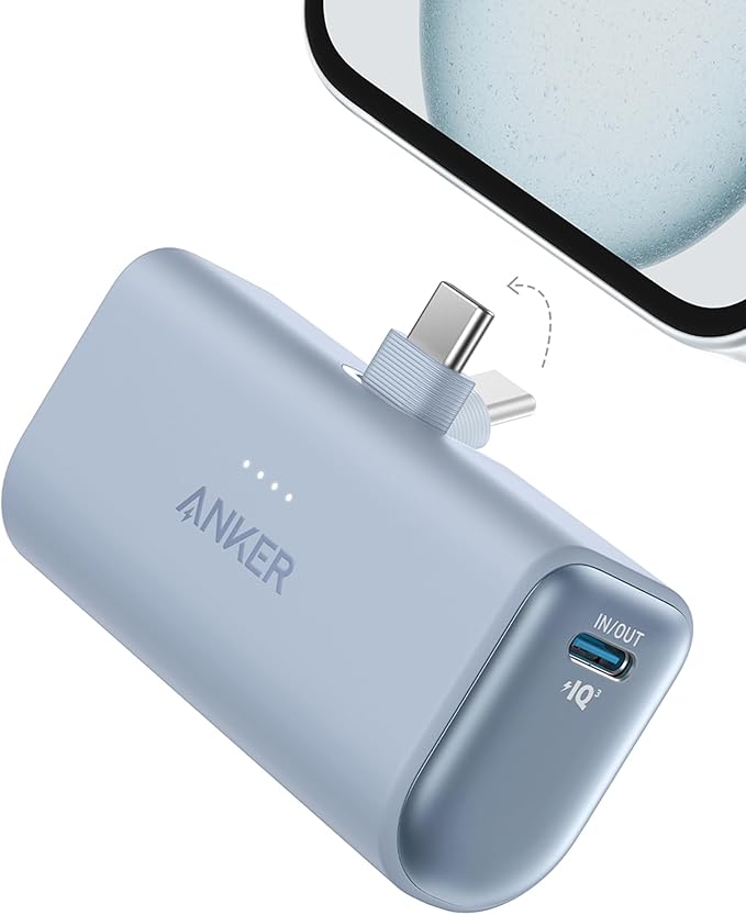Anker Nano Power Bank 5000 mAh con Conector USB-C Plegable y Carga Rápida 22.5W