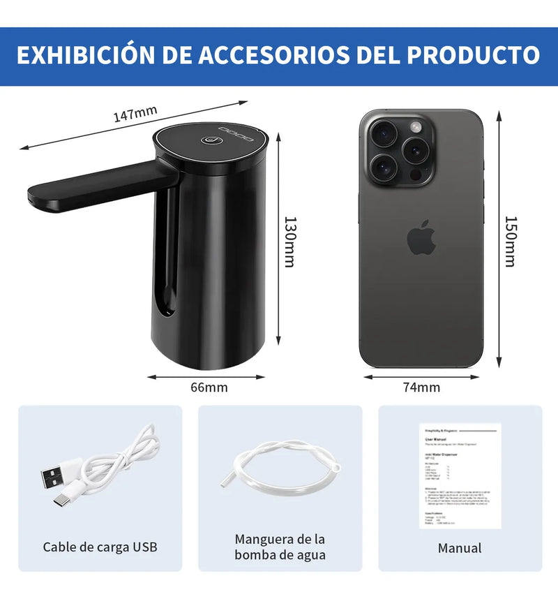 Dispensador Agua Eléctrico USB Lightdot ZD-16 Negro