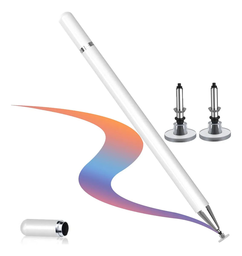 Lápiz Táctil Óptico Universal Blanco, Pluma de Aluminio Compatible con Celulares y Ordenadores