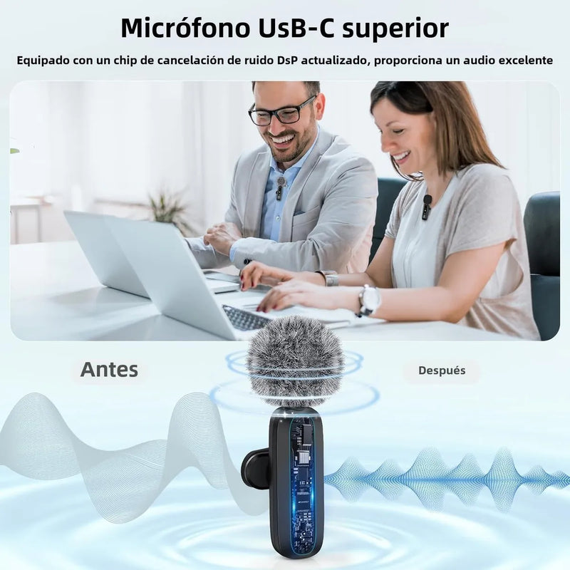 Micrófono Lavalier Inalámbrico Vidabee, Condensador Omnidireccional