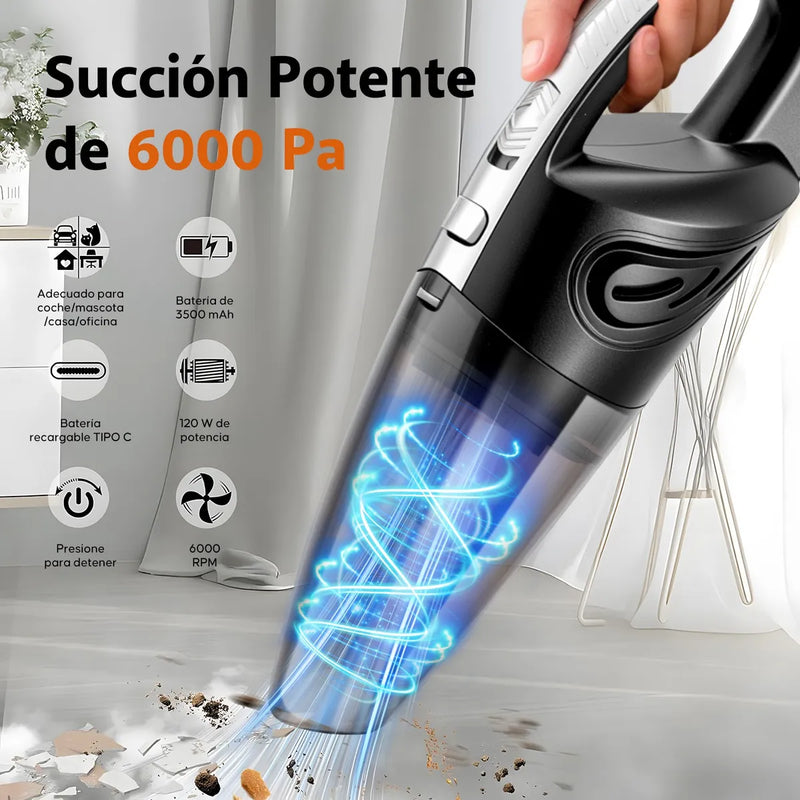 Aspiradora de Mano Portátil Inalámbrica, Para Auto y Hogar