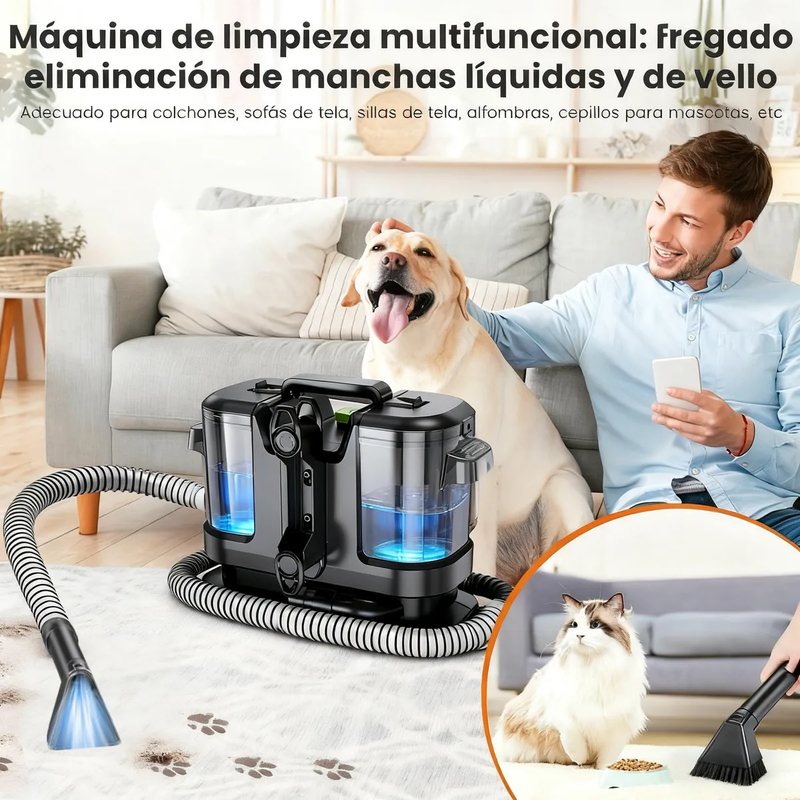 Aspiradora Extractora Profesional 16KPA para Alfombras y Tapicería, Tanques 1.8L + 1.3L
