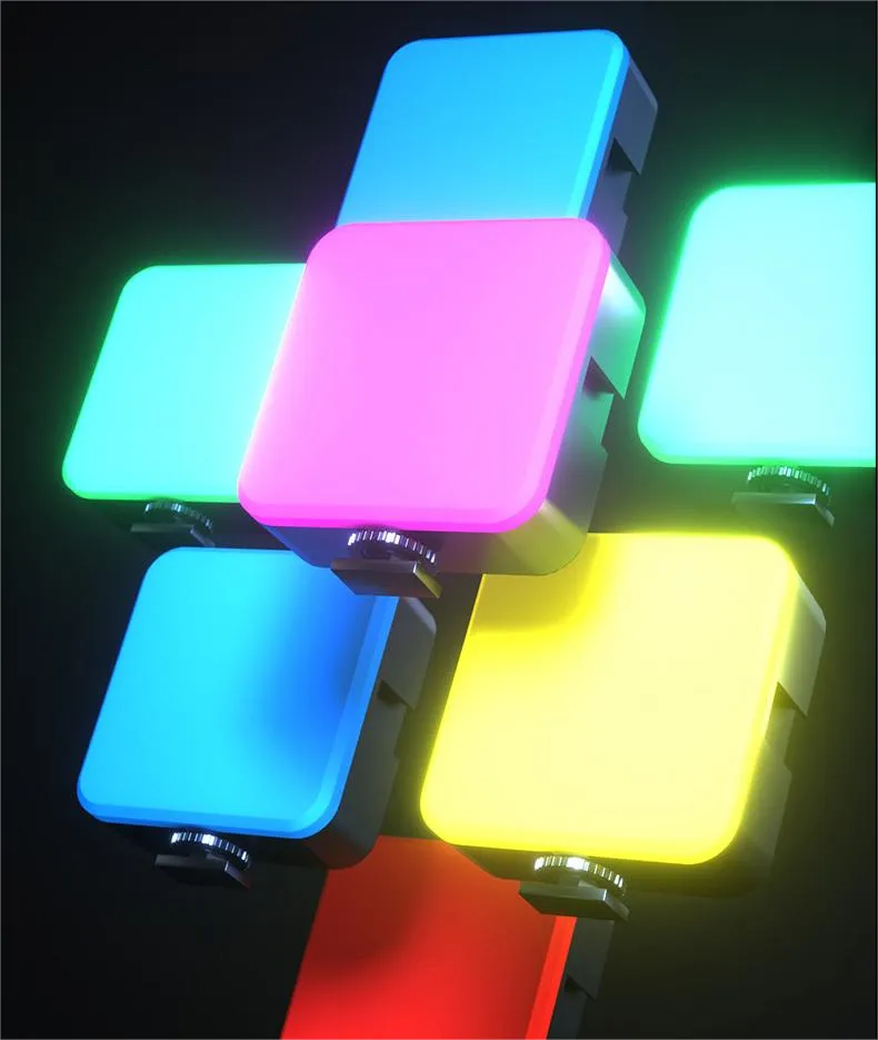 Rgb Led Luz De Video Con Soporte De Teléfono Y Clip De Luz