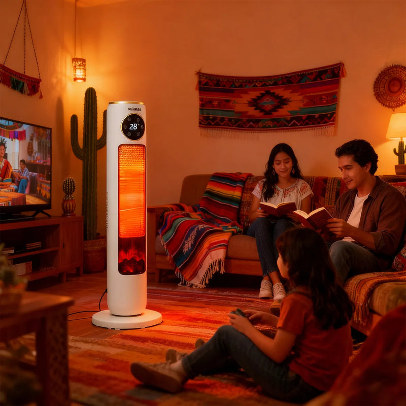 Glückluz Calefactor Eléctrico 2000W con Llama 3D, Calentador Rápido para Hogar