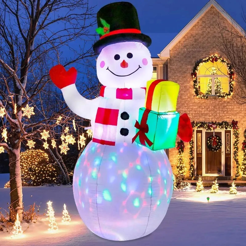 Muñeco de Nieve Inflable de Navidad con Luz LED, Decoración Navideña Exterior e Interior